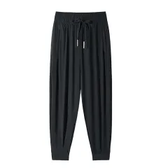 Ice Silk Sun-proof Trousers Women's Springsummer High Waist Drooping Loose Straight - Bundle Black - View 1