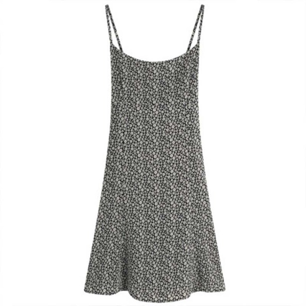 Retro French-style Floral-print Slip Dress