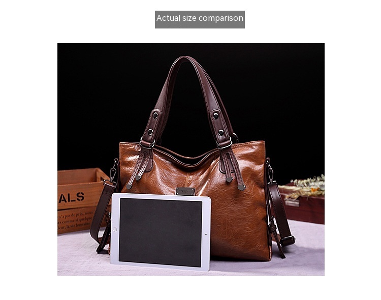 Retro Fashion Tote Casual Soft Leather Shoulder Crossbody Large Capacity Women's Bag