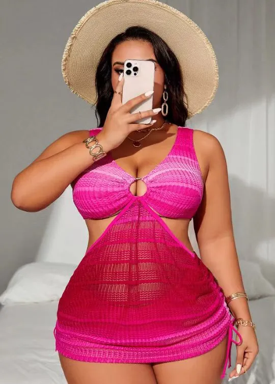 Women's Plus Size Split Two piece Suit Beach Swimsuit Red - Shop at LoveMi