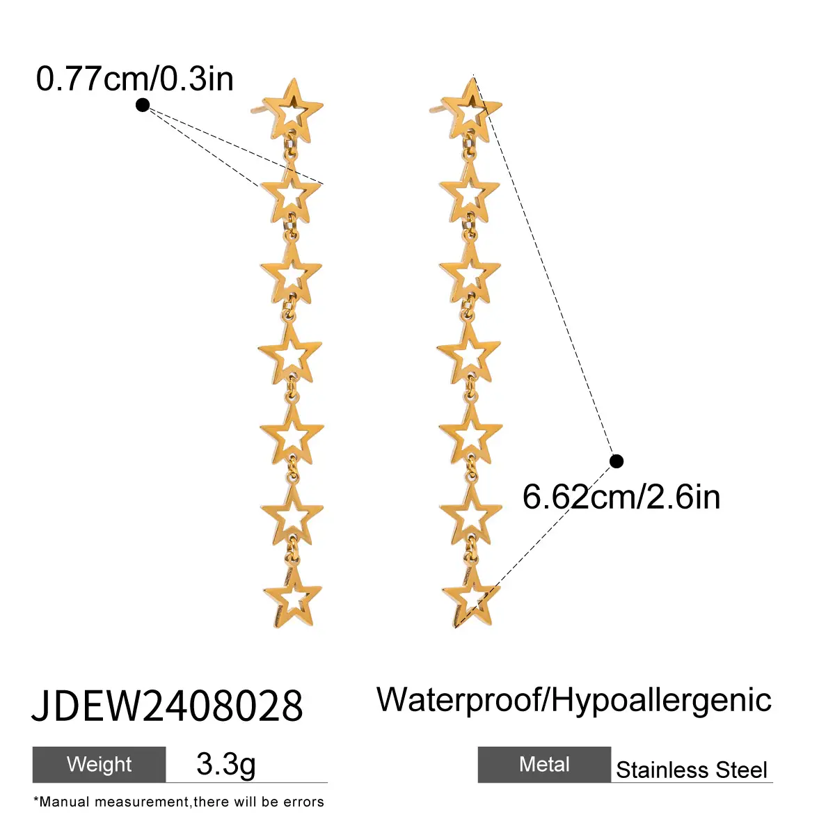 Stainless Steel Star Earrings For A High-End