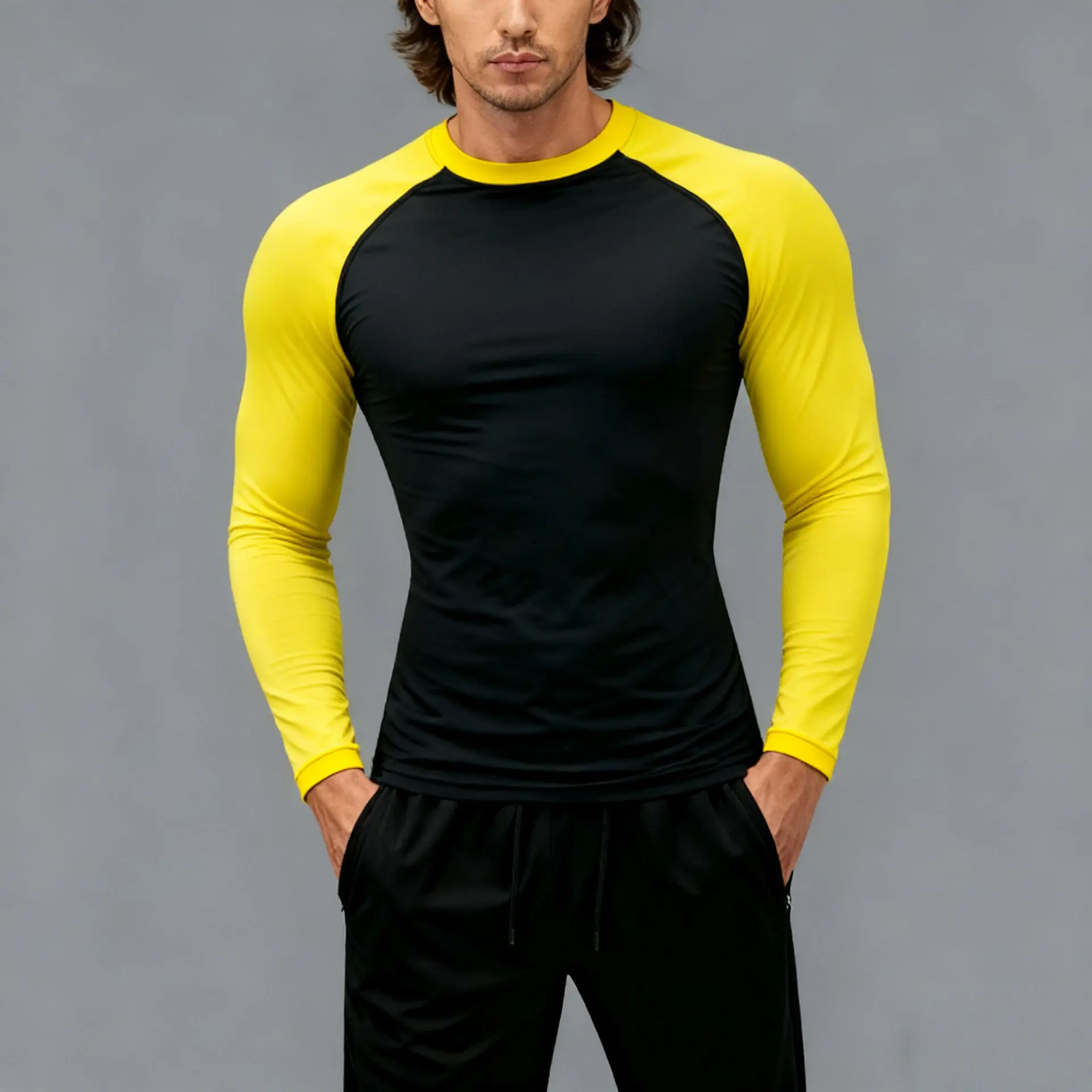 Mens Long-Sleeve Quick-Drying Sports T-Shirt