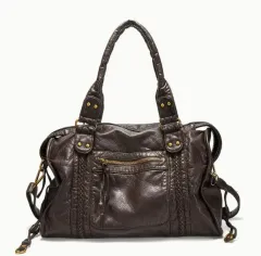 Women's French Retro Motorcycle Bag Shoulder Messenger Bag - Brown - View 1