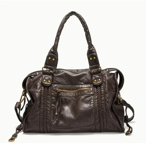 Women's French Retro Motorcycle Bag Shoulder Messenger Bag Brown - Shop at LoveMi