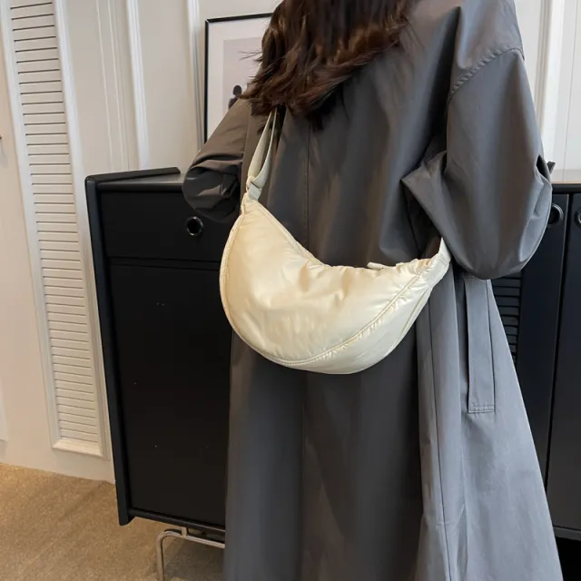 New Simple Women's Solid Color Single shoulder Bag Beige - Shop at LoveMi