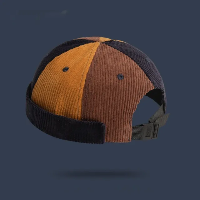 Women's Retro Corduroy Color Matching Hat Yellow Black Coffee Stitching - Shop at LoveMi