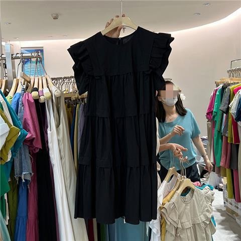 Ruffled-edge White French-style Niche Vintage Midi Cake Dress