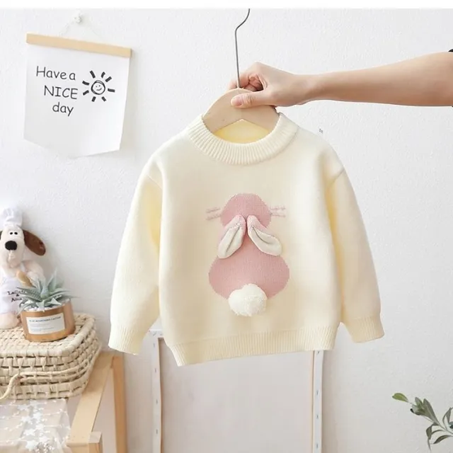 Girls' Knitted Thickened Integral Velvet Sweater Beige - Shop at LoveMi