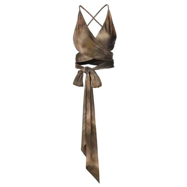 Women's New Printed Lace Up Slim Fit Backless All match Vest For Women Khaki - Shop at LoveMi