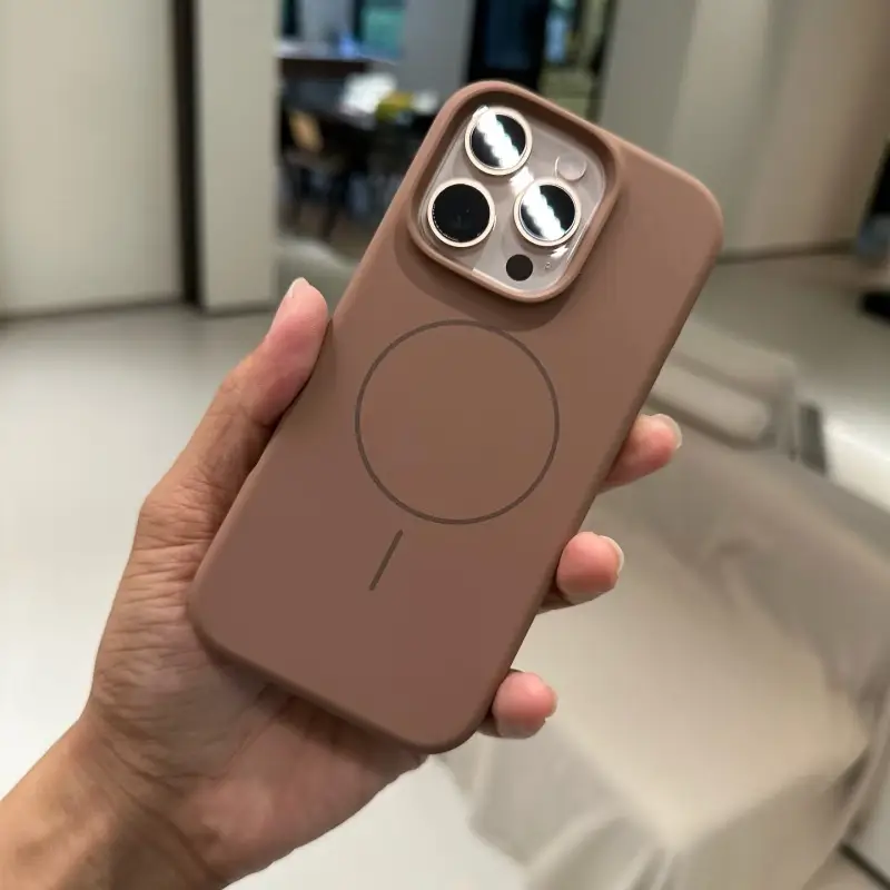Simple Liquid Silicone Magnetic Solid Color Phone Case