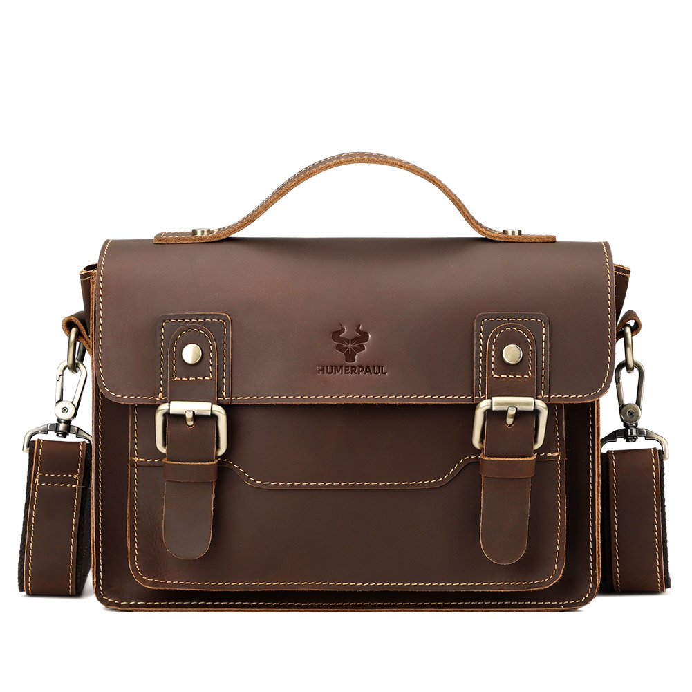 Crazy Horse Leather Crossbody Bag For Men