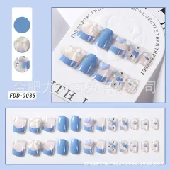 Love Heart Bow Tie Short Nail Tip Wear Armor - Cute French Short Nail Tip - View 1