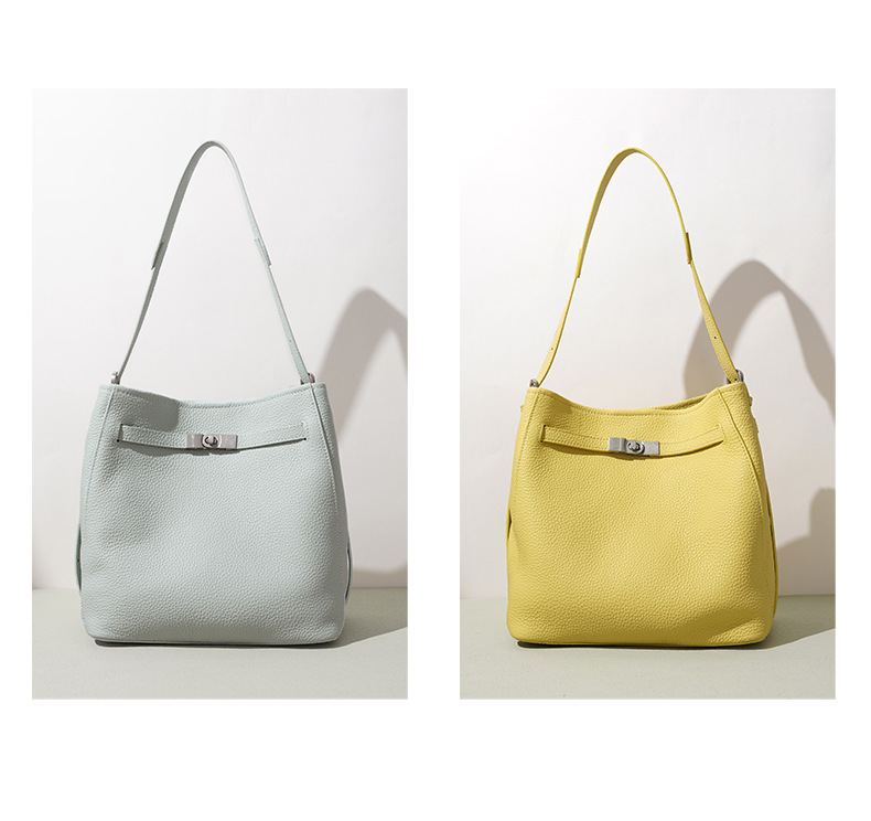 Minimalist leather handbag topstitching