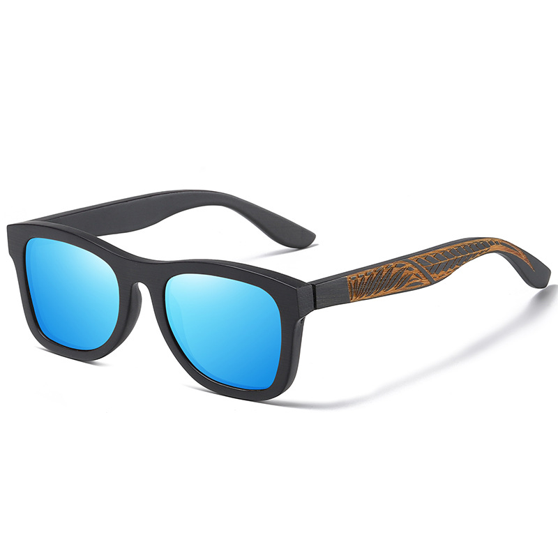 Bamboo Wood Glasses Brushed Black Frame Pattern Leg - Image 7