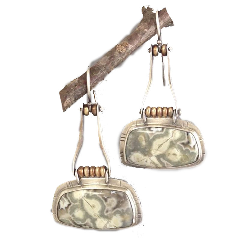 Enamel Retro Asymmetric Bag Shape Drop Earrings