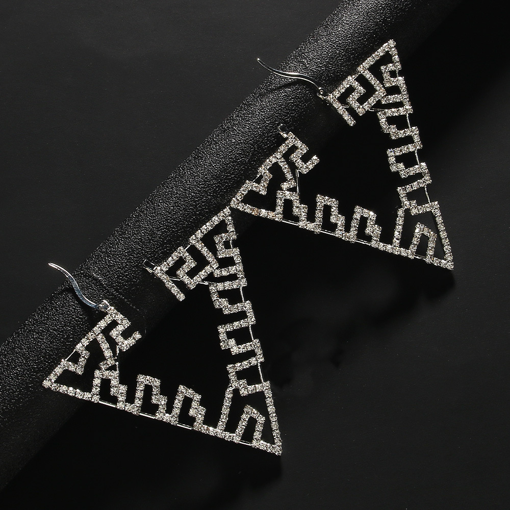 Triangle Earrings European And American Fashion Rhinestone Earrings