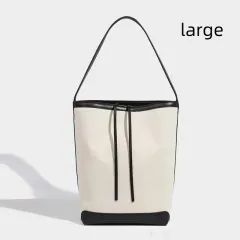 Canvas Bucket Tote Large Capacity Shopping Bag - Black - View 1