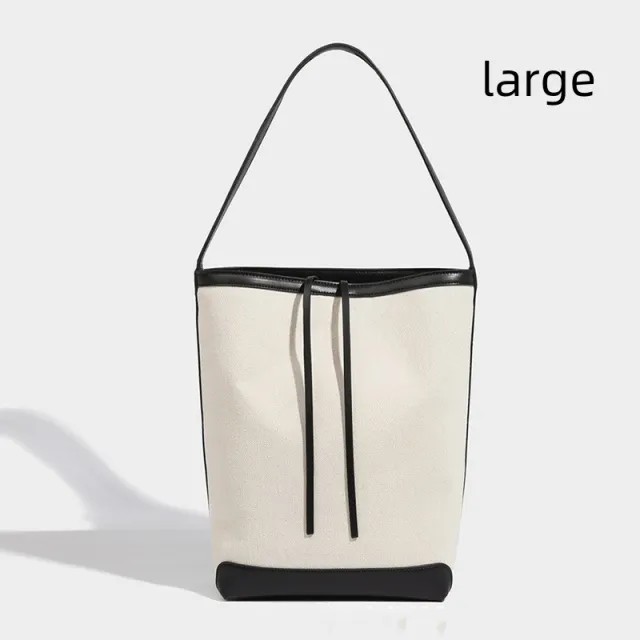 Canvas Bucket Tote Large Capacity Shopping Bag Black - Shop at LoveMi