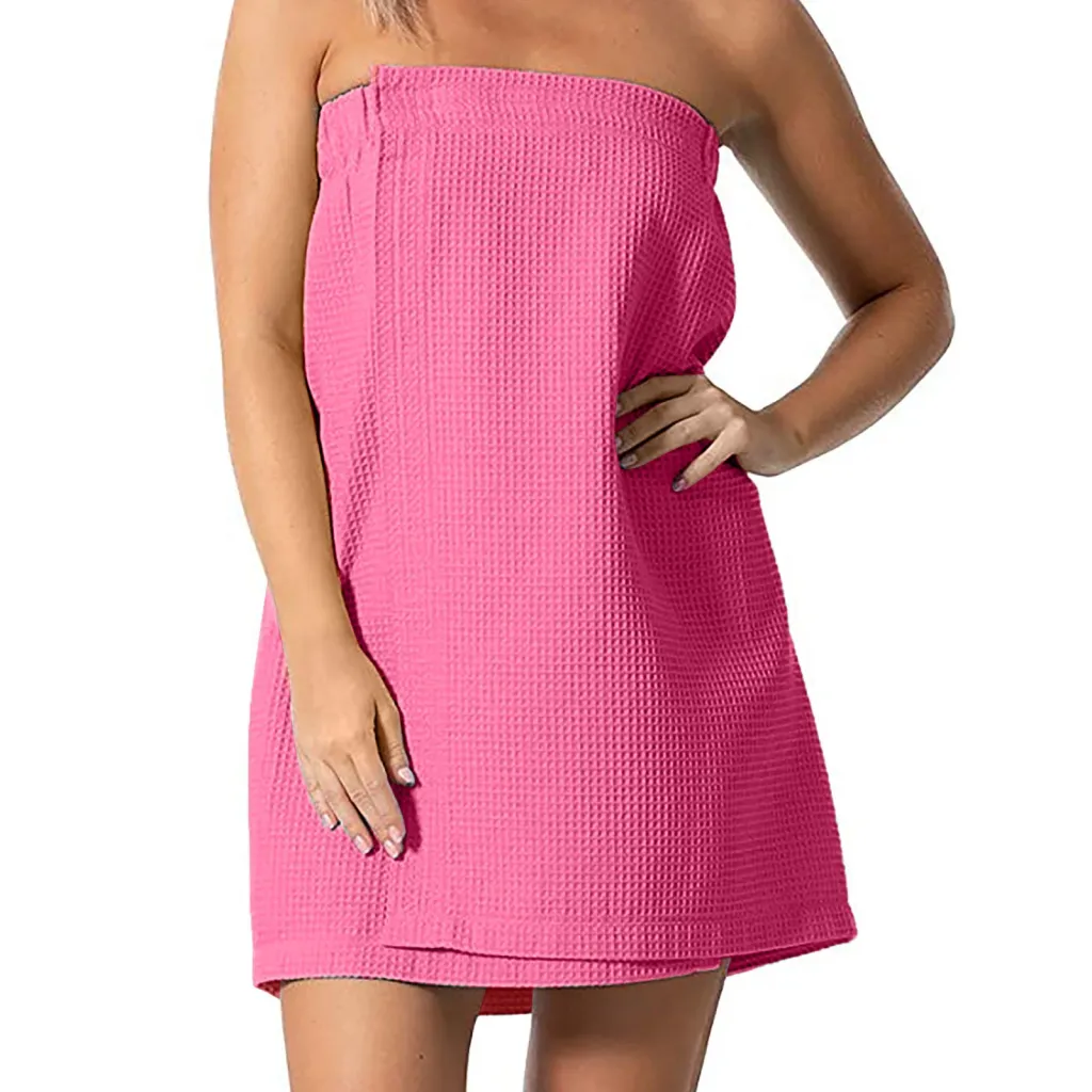 Women's Microfiber Bath Skirt Water-absorbing Quick-drying Tube Top Bathrobe - Rose Red