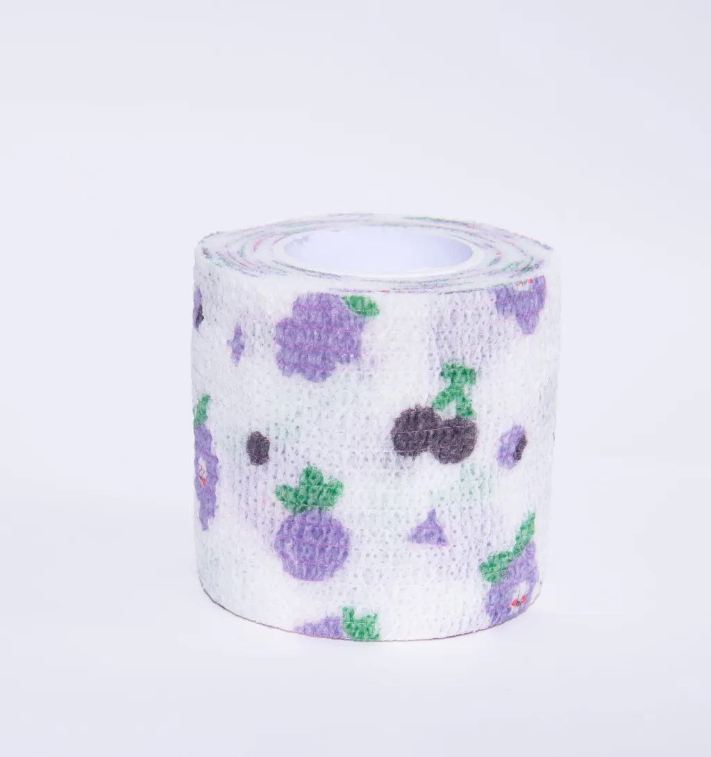 Printed Bandage Pet Out Anti-dirty Adhesive Bandage Non-woven Elastic Bandage - Purple Strawberry