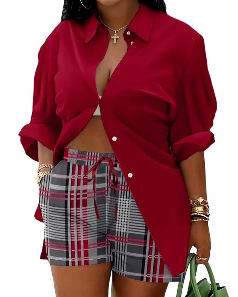 Women's Lace Up Printed Shorts Suit - Image 14