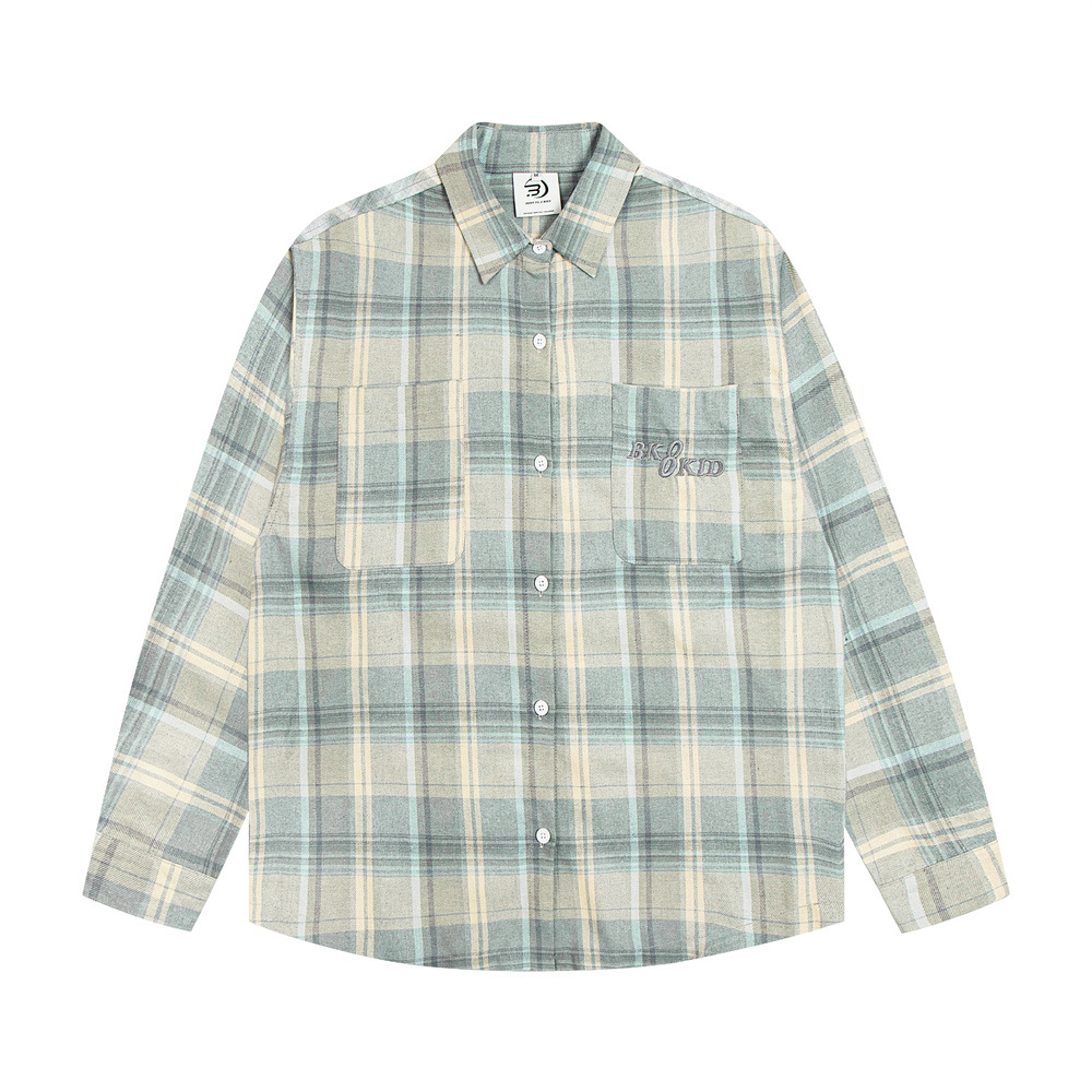 Loose Plaid Long Sleeve Shirt Men And Women