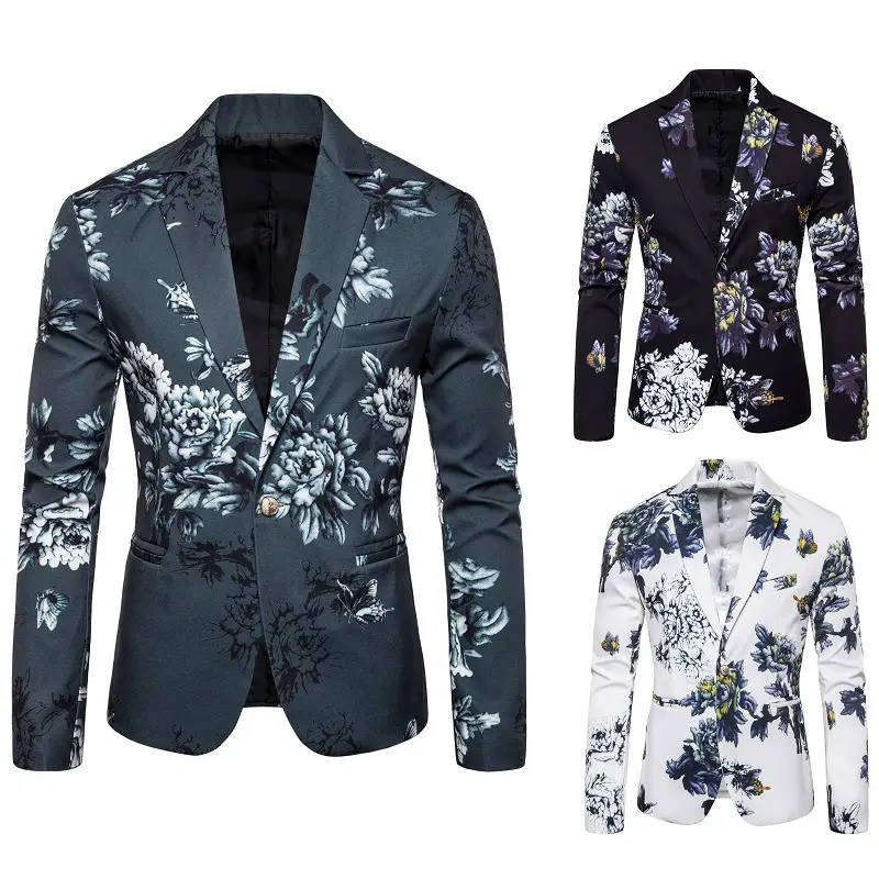 Men's Business Slim-Fit Fashionable Printed Lapel Suit