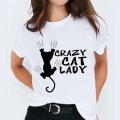 Cat Flamingo Round Neck Print T-shirt Short Sleeve Women's Clothing - Style 1013-S - View 1