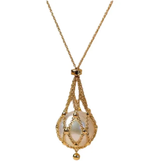Retro Court Style Net Pocket Gold Plastic Bead Necklace Golden Mesh Bag - Shop at LoveMi