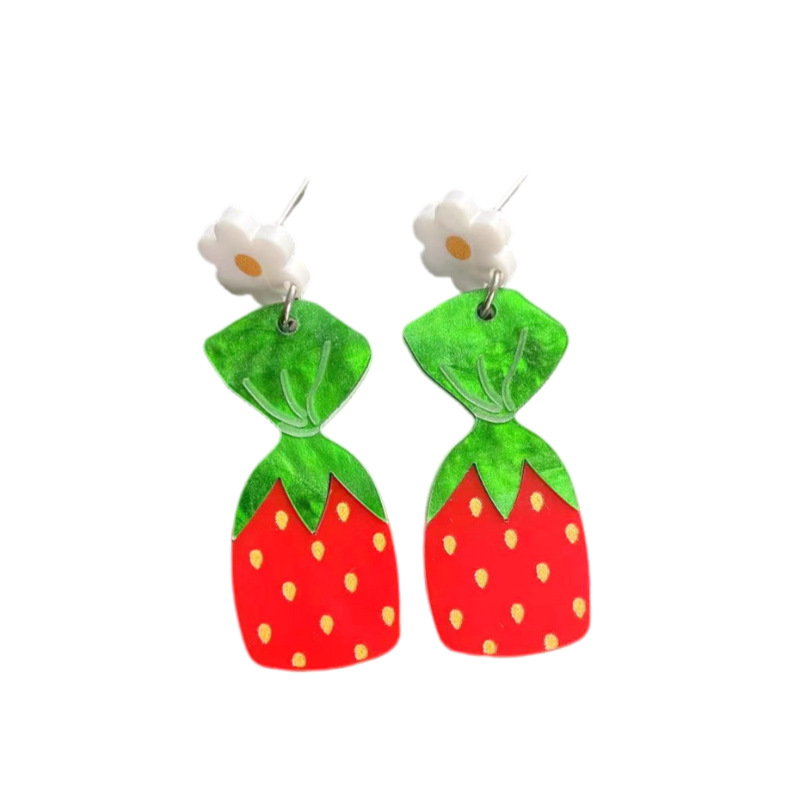 Sweet Floral Strawberry Earrings For Women