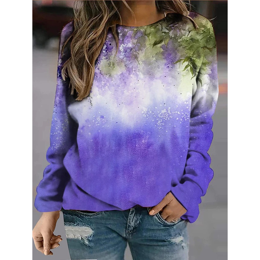 Title 13, Landscape Flower Floral Print Long Sleeve Pullover