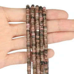 4 2mm Abacus Beads Right Angle Wafer Bracelet String Beads - Black Line Red Pattern - View 1