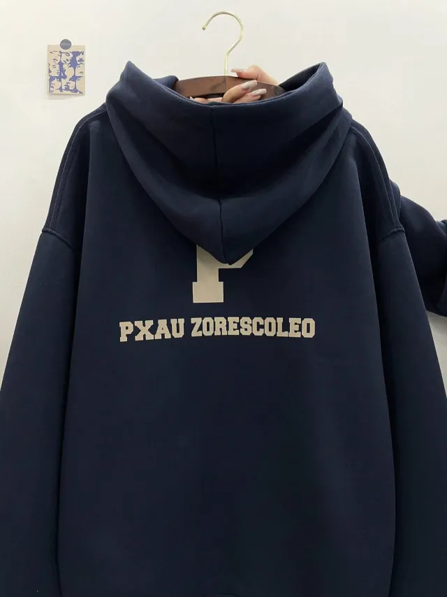 American Retro Navy Blue Hooded Sweater For Women Navy Blue Thin - Shop at LoveMi
