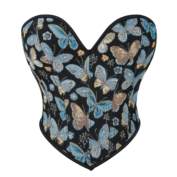 Blue Butterfly Pattern Tube Top Push Up Ladies