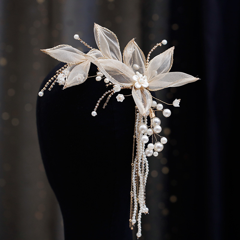 Fashion Bride Champagne Flower Tassel Hairpin Suit — foto 3
