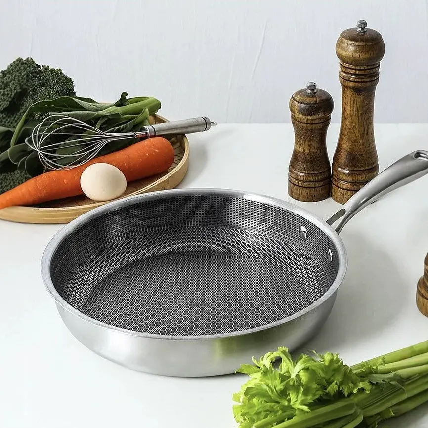 Stainless Steel Non-coated Household Frying Pan