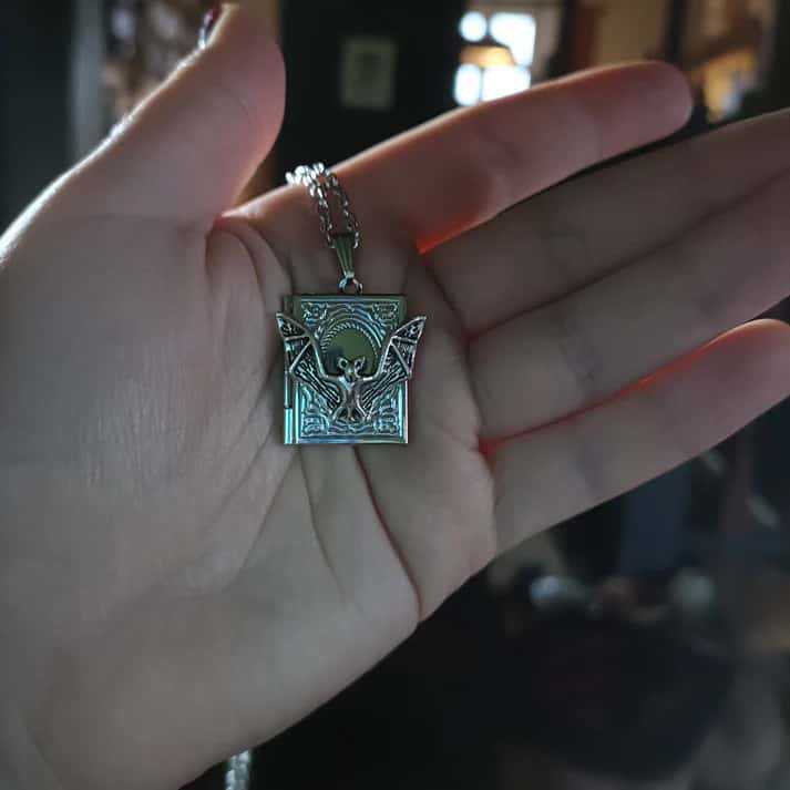 Bat Book Chain Necklace For Women (AQ6444)