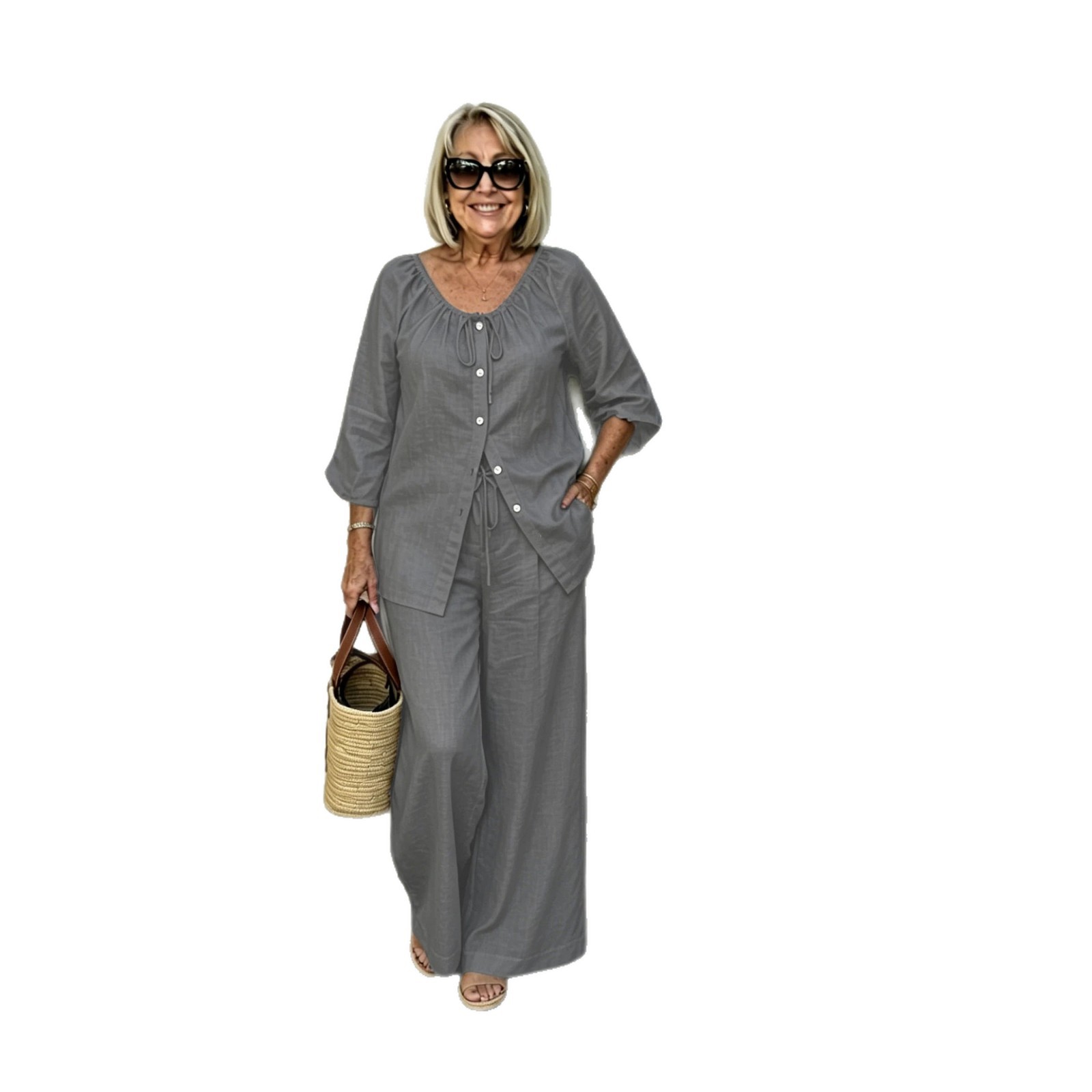 Loose-fitting Casual Top And Long Pants Two-piece Set