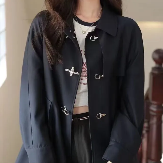 French Style High Sense British College Suit Petite Coats Tide Dark Blue - Shop at LoveMi