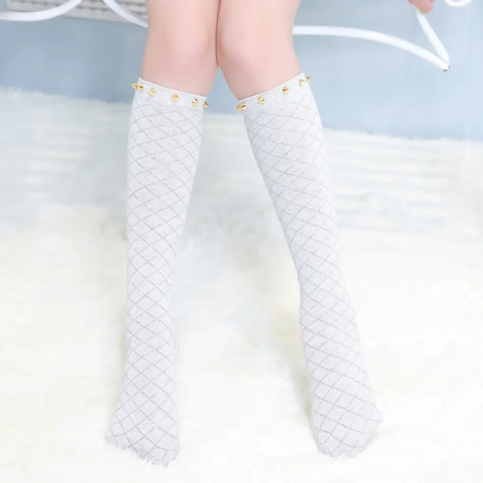 Combed Cotton Rivet Mesh Socks Girls
