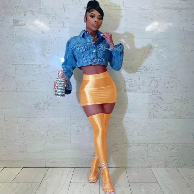 Pure Color Tight Hip Skirt Skirt Half Socks Casual Suit Orange - Shop at LoveMi