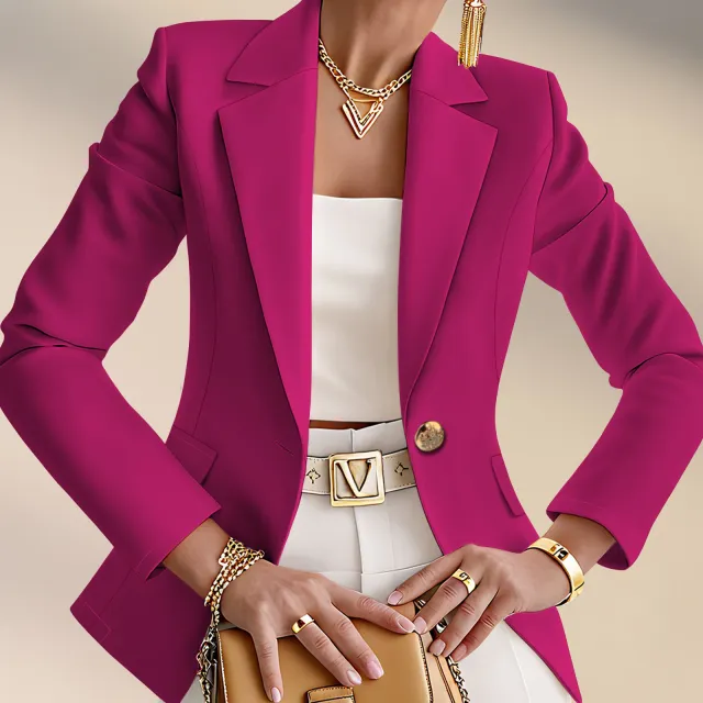 Knitted Blazer With Notched Collar And Chic Print For A Sophisticated Look Red - Shop at LoveMi
