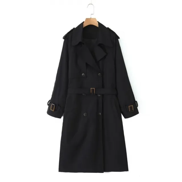 Women's Fashion Casual Long Trench Coat Black - Shop at LoveMi