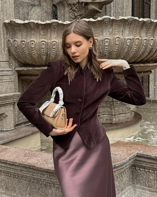 Retro Stand Collar Button Slim Fit Maroon Jacket Maroon - Shop at LoveMi