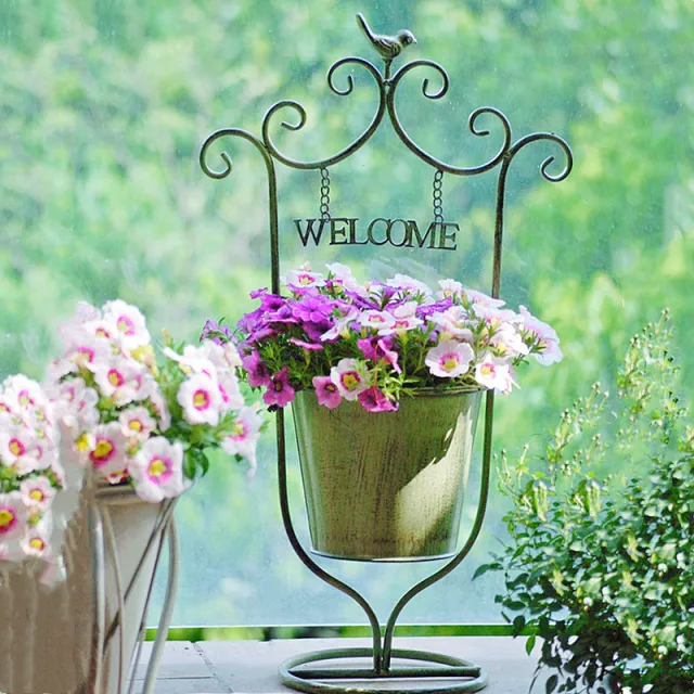 Outdoor Courtyard Iron Flower Basket Decoration Garden Ornaments As Main Image Green - Shop at LoveMi