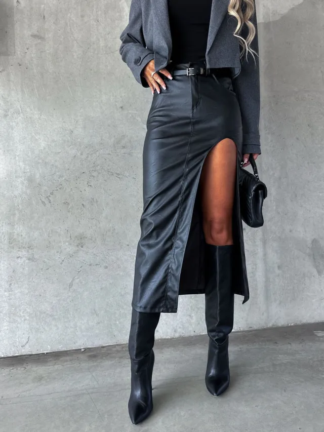New Fashion High Slit Skirt For Women Black - Shop at LoveMi
