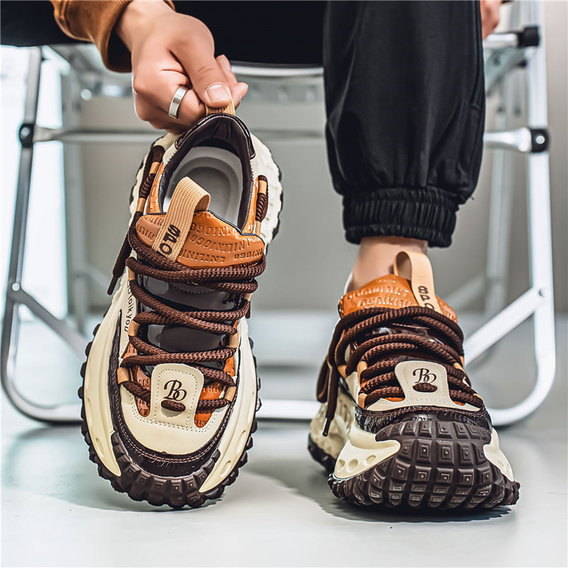 European-style Mens Shoes Summer Thick-soled Height-increasing Dad Sneakers