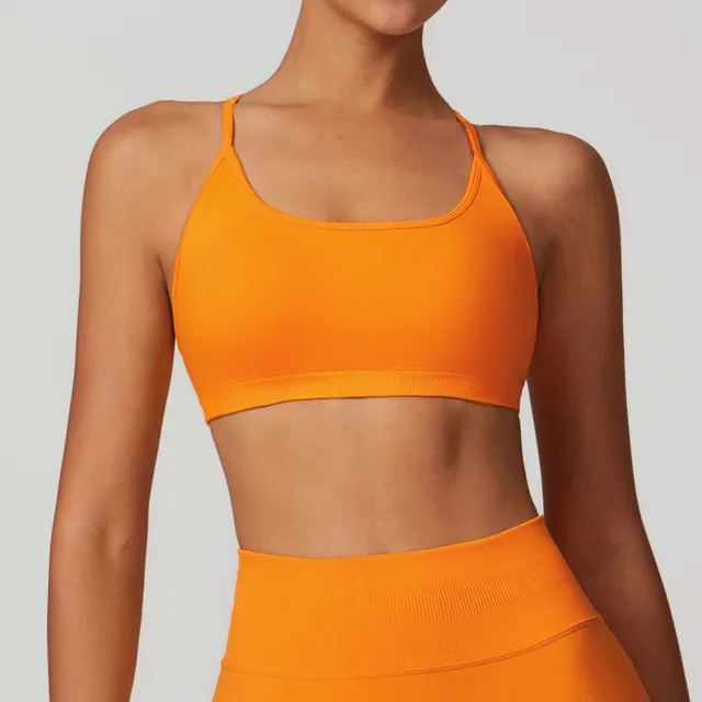 Sports Fitness Seamless Cross Beauty Back Yoga Persimmon Orange - Shop at LoveMi