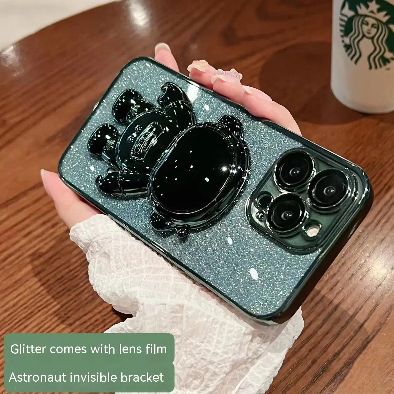 Phone Case Astronaut Bracket Glitter All-inclusive Electroplating Protective Cover