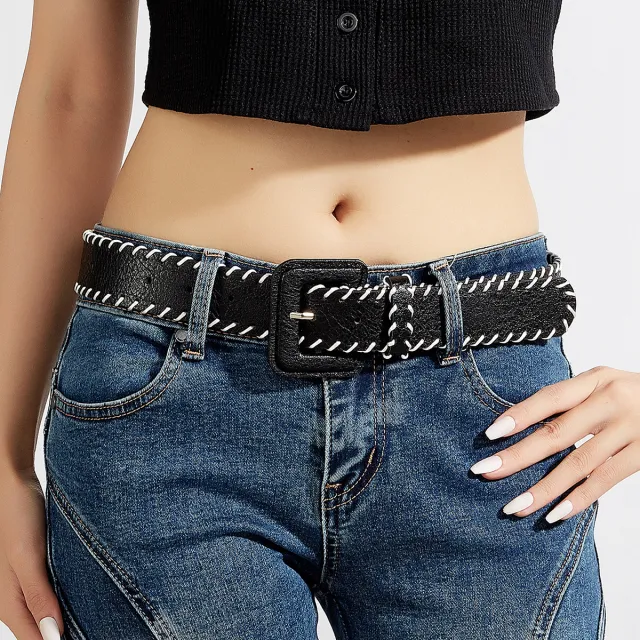 Decorative Jeans Hand knitted Rope Belt Black White Rope 3.3Cm - Shop at LoveMi